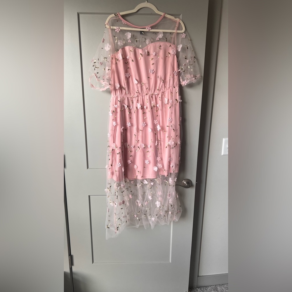Pink Dress with Mesh